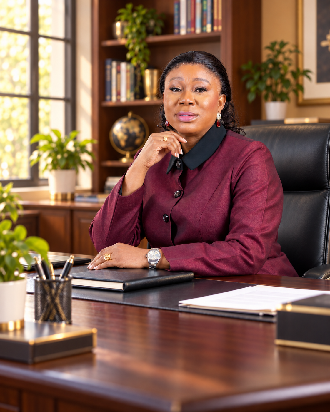 Director of Best Brain College at her desk