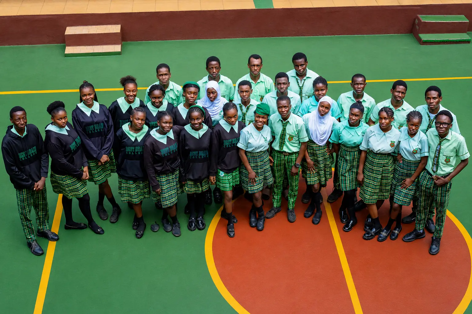 Best Brain College students gathered on the school court